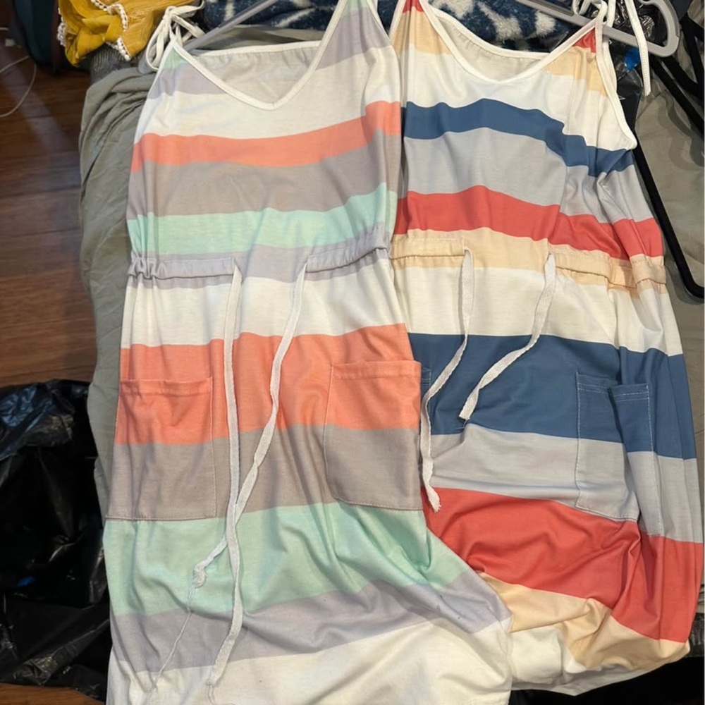Striped Tank Top Summer Dress with Synched Waist